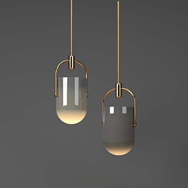 Mouth-Blown Glass Pendant Light 3D model image 1 