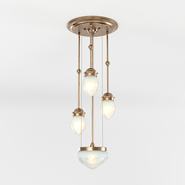 Pannon Pendant III: Vintage Brass Elegance 3D model image 1 