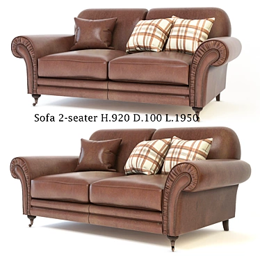 Elegant Oxford 2-seater Sofa 3D model image 1 