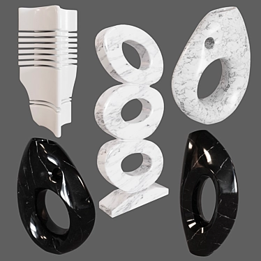 Contemporary Marble Sculptures Set 3D model image 1 