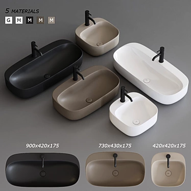 Sleek Minimalist Washbasin Collection 3D model image 1 