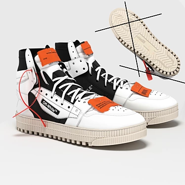 Sleek Off White Court sneakers 3D model image 1 