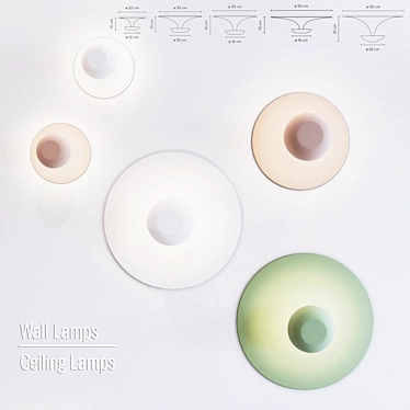 Sleek Funnel Wall/Ceiling Lamps 3D model image 1 