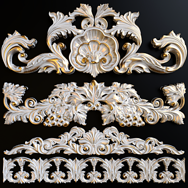 Golden Patina Sculpted Decor 3D model image 1 