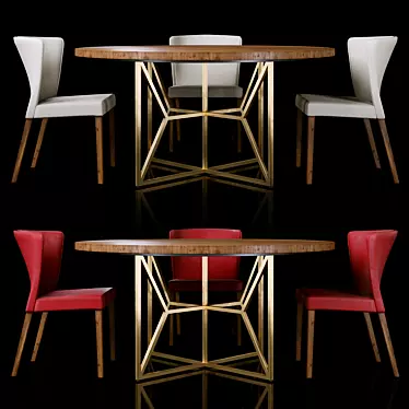 Curran Dining Set: Chairs & Round Table 3D model image 1 