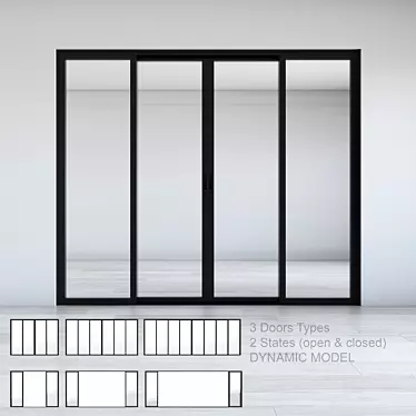 Versatile Sliding Doors Set - Easy Adjustment & Dynamic Design 3D model image 1 