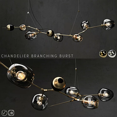 Title: Branching Burst 6-Lamp Chandelier 3D model image 1 