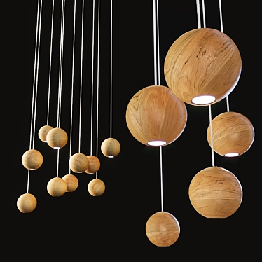 10cm Wooden Pendant Sphere 3D model image 1 