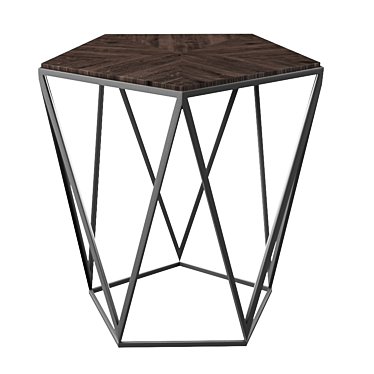 Elegant Pentagon Side Table: Wood & Metal 3D model image 1 