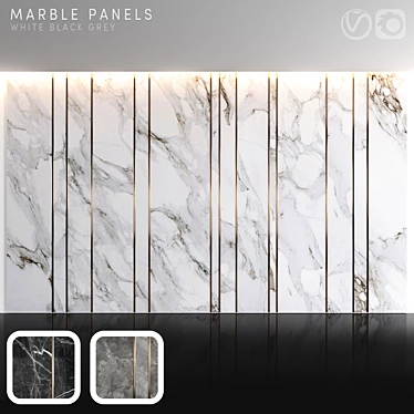 Marble & Brass Wall Panels 3D model image 1 