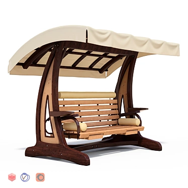 Valencia 1 M: Premium Wooden Garden Swing 3D model image 1 