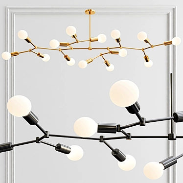 Elegant Molecular Branch Chandelier 3D model image 1 