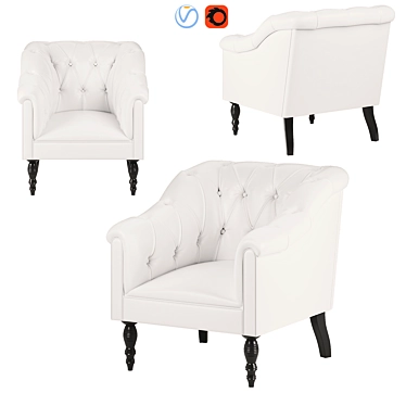 Elegant Somerville Buttoned Chair 3D model image 1 