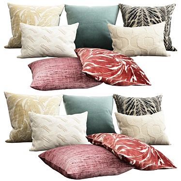 Elegant Embroidered Throw Pillows 3D model image 1 