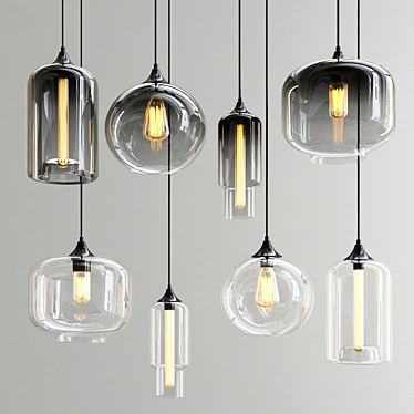 Smoke & Glass Pendant Lights 3D model image 1 