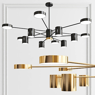 Sputnik 12-Light Chandelier: Modern, Ambient Lighting 3D model image 1 