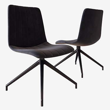 Sleek Leipzig Chair: Black Velvet & Metal 3D model image 1 