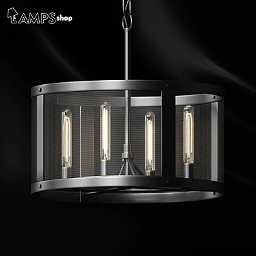  Modern Loft Grid Lamp with 4 Lights 3D model image 1 