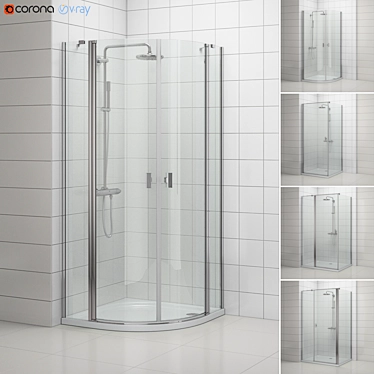 Radaway 900x900 & 1200x900 Showers 3D model image 1 