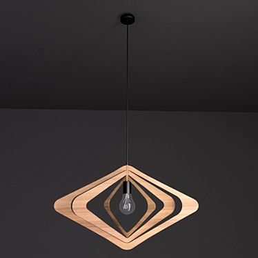 Rustic Wood Pendant Light 3D model image 1 