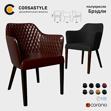 Bradley Seat Chair: Stylish and Comfortable 3D model image 1 