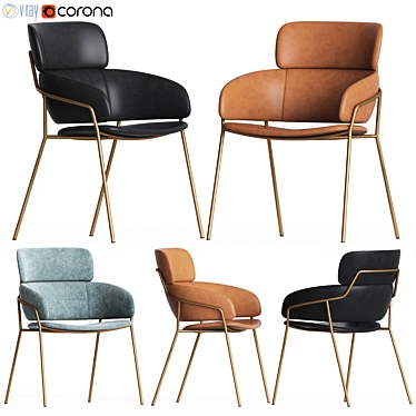 Strike LO Debi: Modern Leather and Metal Dining Chair 3D model image 1 