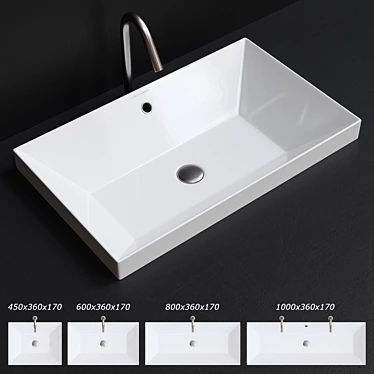 Teorema 2.0 Ceramic Built-in Washbasin 3D model image 1 