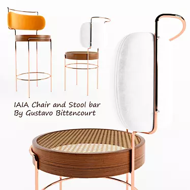 Iaia Chair & Stool Set 3D model image 1 