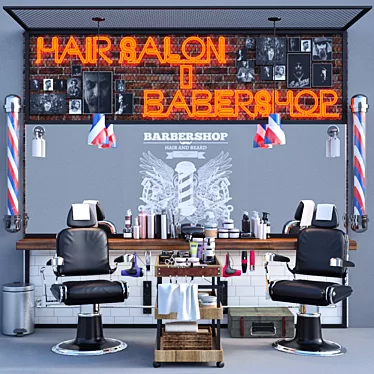 Gentlemen's Dream Barber Shop 3D model image 1 