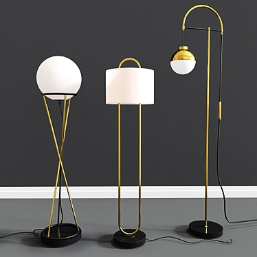 Sleek Set of Modern Floor Lamps 3D model image 1 