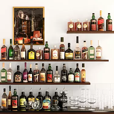 Strong Spirit Set: Cocktail, Pub, Bar, Glass, Vodka, Whiskey, Rum 3D model image 1 