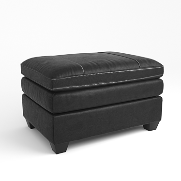 Sleek Black Leather Chair Ottoman 3D model image 1 