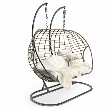 Double Woven Hanging Swing Chair 3D model image 1 