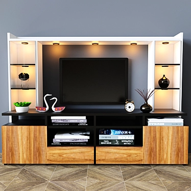 Modern 2-Piece TV Cabinet Set 3D model image 1 