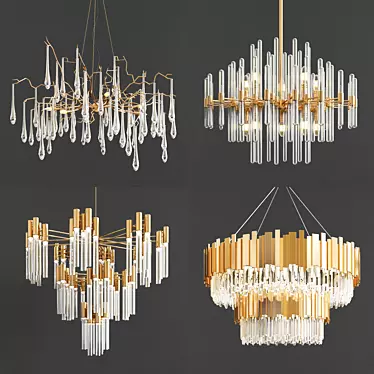 Elegant Crystal Chandelier Set 3D model image 1 