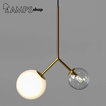 Duo Milky Chandelier - Elegant Lighting 3D model image 1 