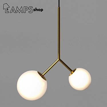 Milky Duo Chandelier V2: Elegant Illumination 3D model image 1 