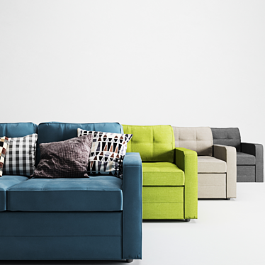 Cozy Indi Sofa with Cushions 3D model image 1 