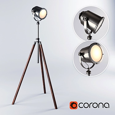 Modern Brushed Metal Tripod Floor Lamp 3D model image 1 