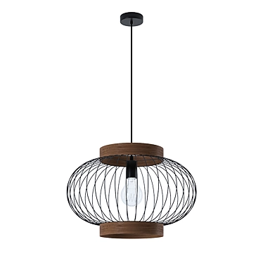 Elegant Black Metal Pendant Light 3D model image 1 