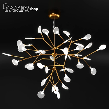 Elegant Gold Tree Chandelier 3D model image 1 