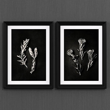 Modern Protea Black Art 3D model image 1 