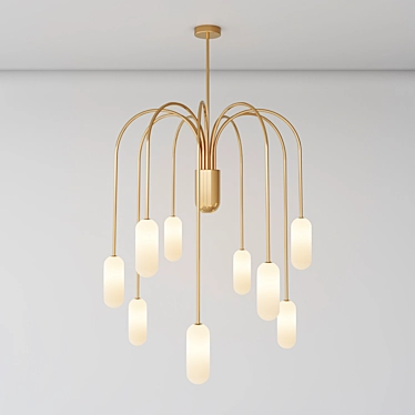 Elegant Brass Curve Ceiling Light 3D model image 1 