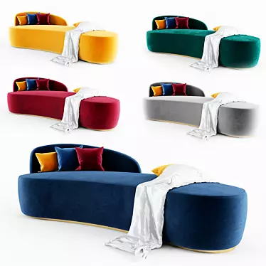 Luxury Velvet Sofa with Pillows | 5 Vibrant Colors 3D model image 1 