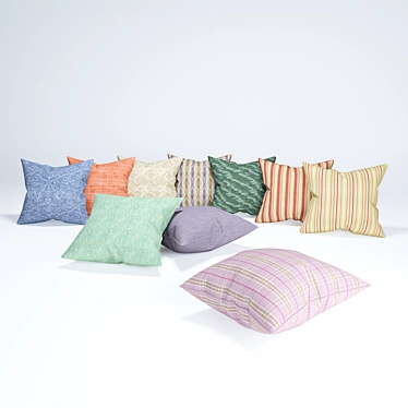 Vibrant Soft Pillows Set 3D model image 1 