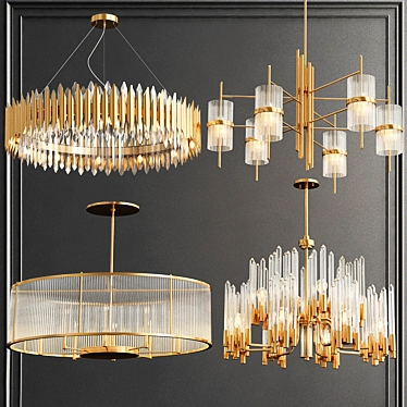 Sleek Crystal Chandeliers Collection 3D model image 1 