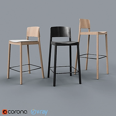 Elegant Grace Barstool by Swedese 3D model image 1 