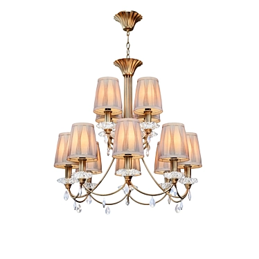 Sophie Chandelier 6290 OHM: Elegant Gold & Beige Chandelier with 12 Energy-saving Lamp Sockets 3D model image 1 