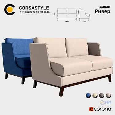 River Sofa: Elegant and Stylish 3D model image 1 