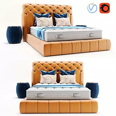 Elegant Plaza Bed: Comfort and Style 3D model image 1 